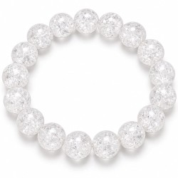Bracelet en perles de cristal de roche craquelé transparentes aux reflets givrés