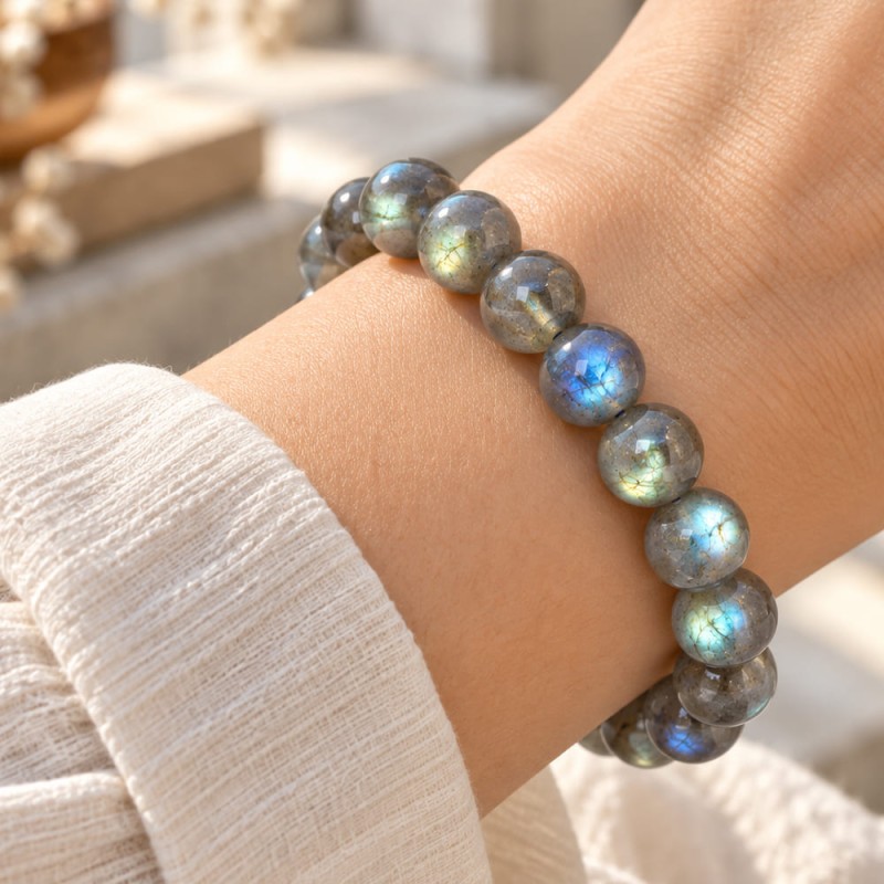 Bracelet labradorite AAA à reflets bleus, achat sécurisé