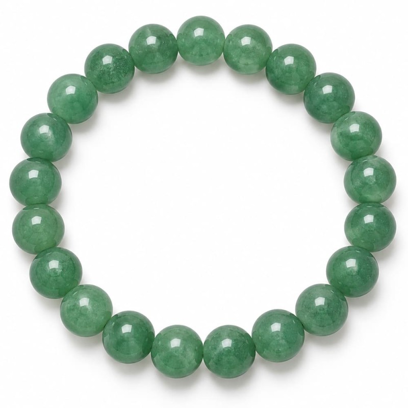 Bracelet en perles d'aventurine verte aux reflets pailletés