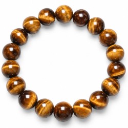 Bracelet en perles d'œil de tigre aux bandes brunes et dorées chatoyantes