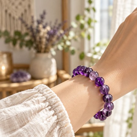 Bracelet améthyste A+ en pierre naturelle, envoi à domicile