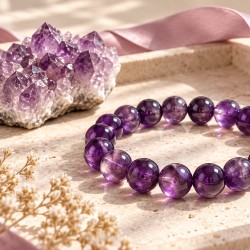 Bracelet améthyste A+ en pierre naturelle, envoi à domicile