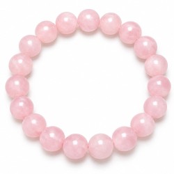 Bracelet en perles de quartz rose poudré et translucide