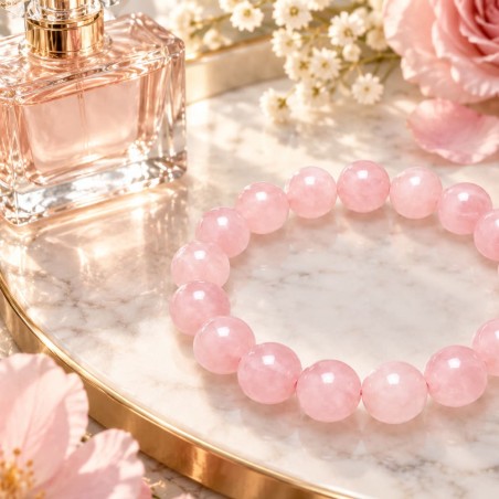 Bracelet quartz rose naturel, idée cadeau à faire livrer