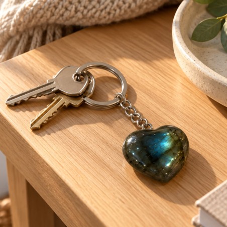 Porte-clés cœur en labradorite à recevoir chez vous