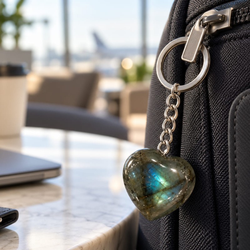 Porte-clés cœur en labradorite à recevoir chez vous