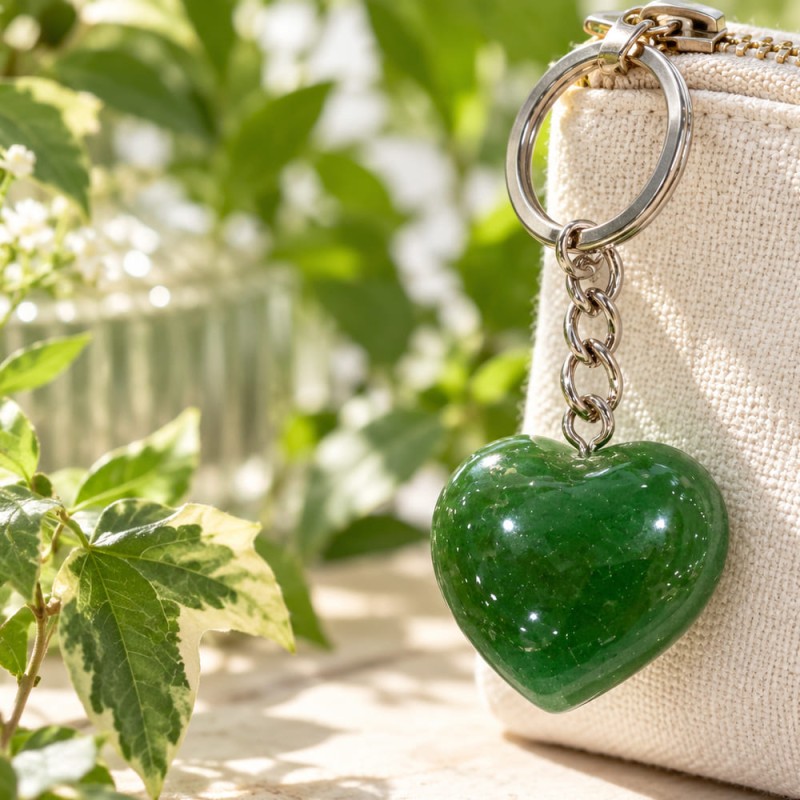 Porte-clés cœur en aventurine verte, livraison chez vous