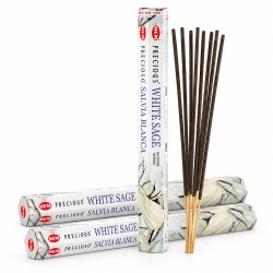 Lot de 3 boîtes hexagonales d'encens HEM Precious White Sage à la sauge blanche