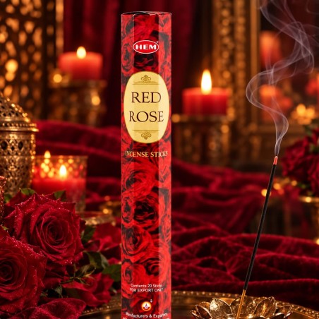 Encens HEM rose rouge, bâtonnets parfum rose