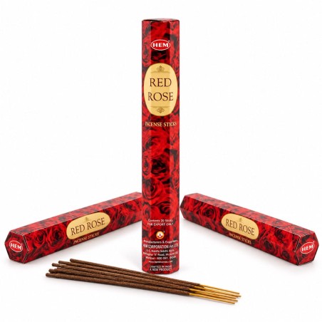 Lot de 3 boîtes hexagonales d'encens HEM Rose Rouge