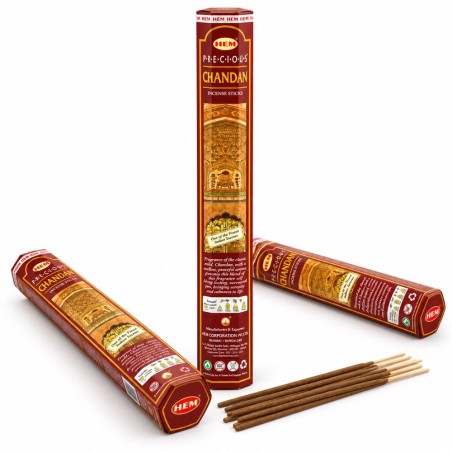Lot de 3 boîtes hexagonales d'encens HEM Precious Chandan au bois de santal