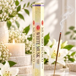 Encens HEM musc blanc pas cher, bâtonnets parfum doux