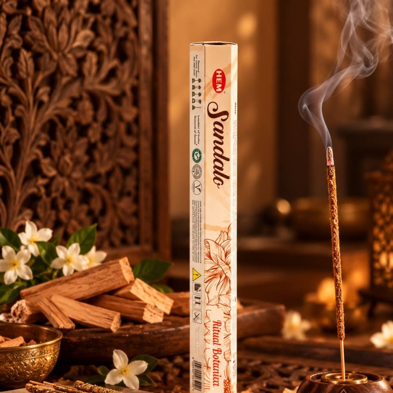 Encens HEM smudge santal, bâtonnets épais au bois chaud