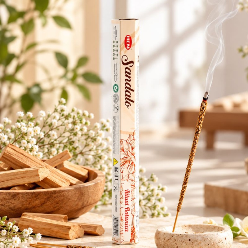 Encens HEM smudge santal, bâtonnets épais au bois chaud