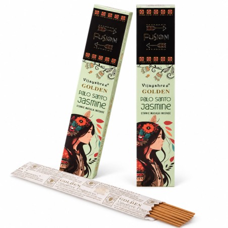 Lot de 2 boîtes d’encens Vijayshree Palo Santo Doré et Jasmin