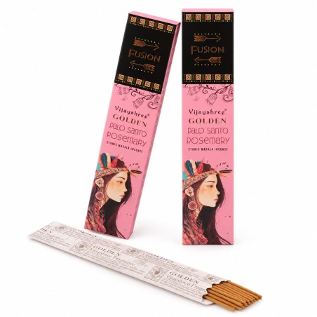 Lot de 2 boîtes d’encens Vijayshree Palo Santo Doré et Romarin