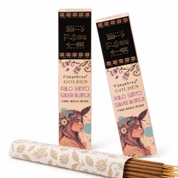 Lot de 2 boîtes d’encens Vijayshree Palo Santo Doré et Sauge Blanche