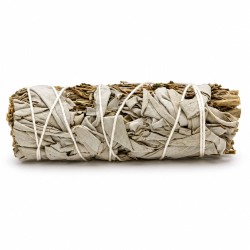 Fagot de sauge blanche et de lavande de 10 cm aux feuilles argentées et épis violets