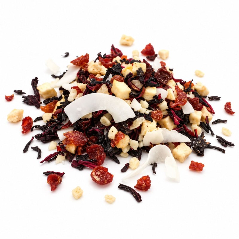 Sachet de 50 g d’infusion Îles Cachées goût piña colada à l’ananas, à la noix de coco et à l’hibiscus