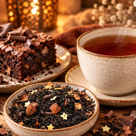Acheter thé noir brownie chocolat amande, thé gourmand 50 g