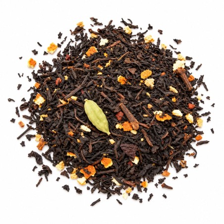 Sachet de 50 g de thé noir épicé Magie Noire à la cannelle, au gingembre et à la cardamome