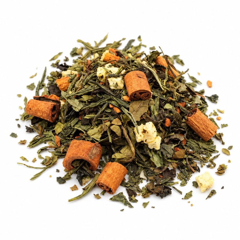 Sachet de 50 g de thé blanc et vert Élixir Éternel à la pomme, à la cannelle et à l’amande