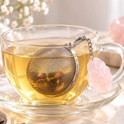 Boule à thé en inox et quartz rose, infuseur avec pierre