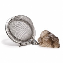 Boule infuseur à thé en acier inoxydable avec pendentif en quartz fumé naturel