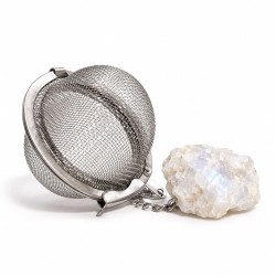 Boule infuseur à thé en acier inoxydable avec pendentif en pierre de lune arc-en-ciel