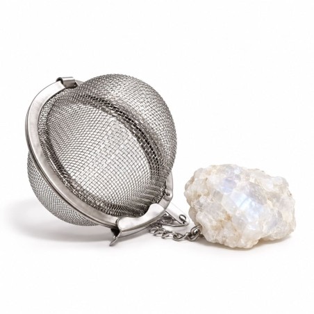 Boule infuseur à thé en acier inoxydable avec pendentif en pierre de lune arc-en-ciel