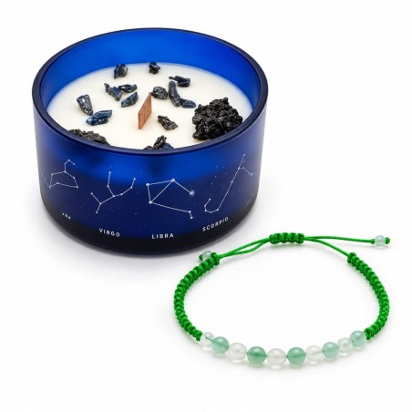 Bougie zodiaque Balance avec bracelet en pierres pas cher