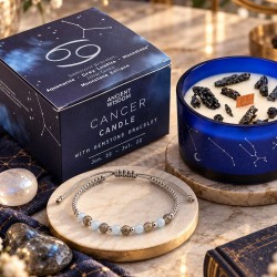 Vente bougie astrologique Cancer avec pierres de lune