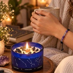 Acheter bougie Capricorne avec lapis-lazuli et bracelet