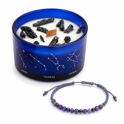 Achat bougie Sagittaire turquoise avec bracelet améthyste
