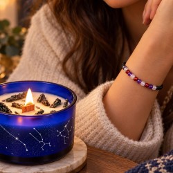 Bougie horoscope Vierge agate arbre avec bracelet pas cher