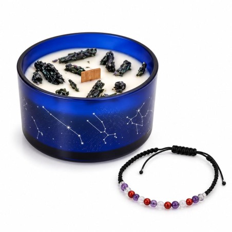 Bougie horoscope Vierge agate arbre avec bracelet pas cher