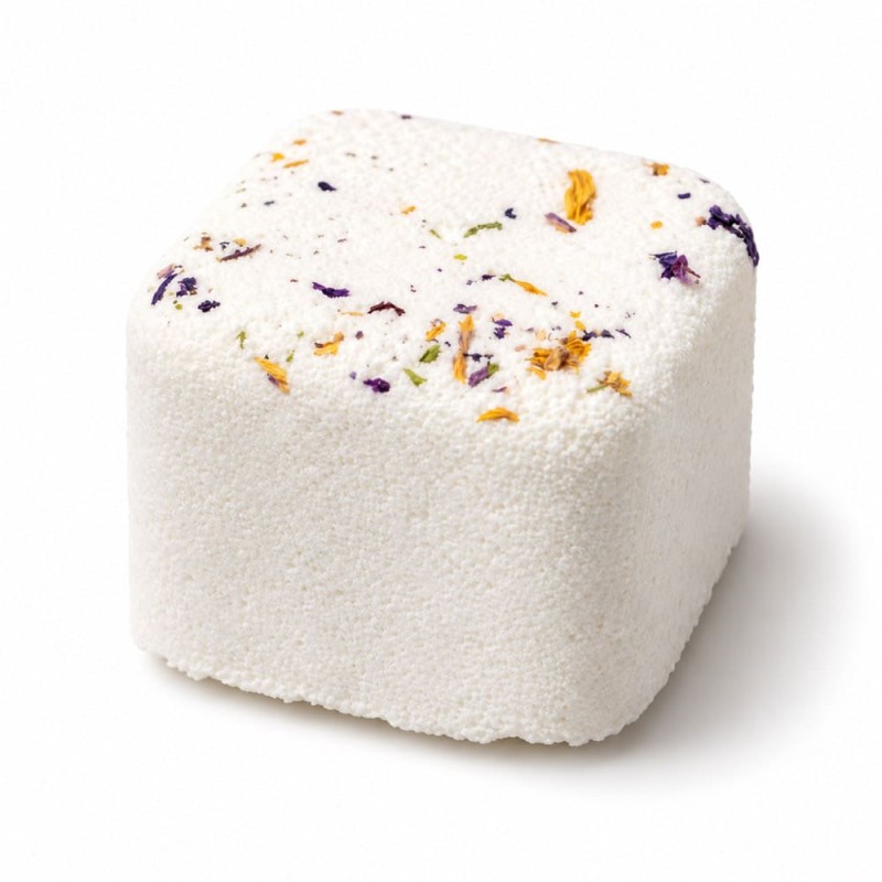 Galet de douche aromathérapie Festif aux fleurs de mauve et huiles essentielles de genièvre, thym et arbre à thé