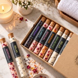 Coffret cadeau sels de bain 7 tubes huiles essentielles