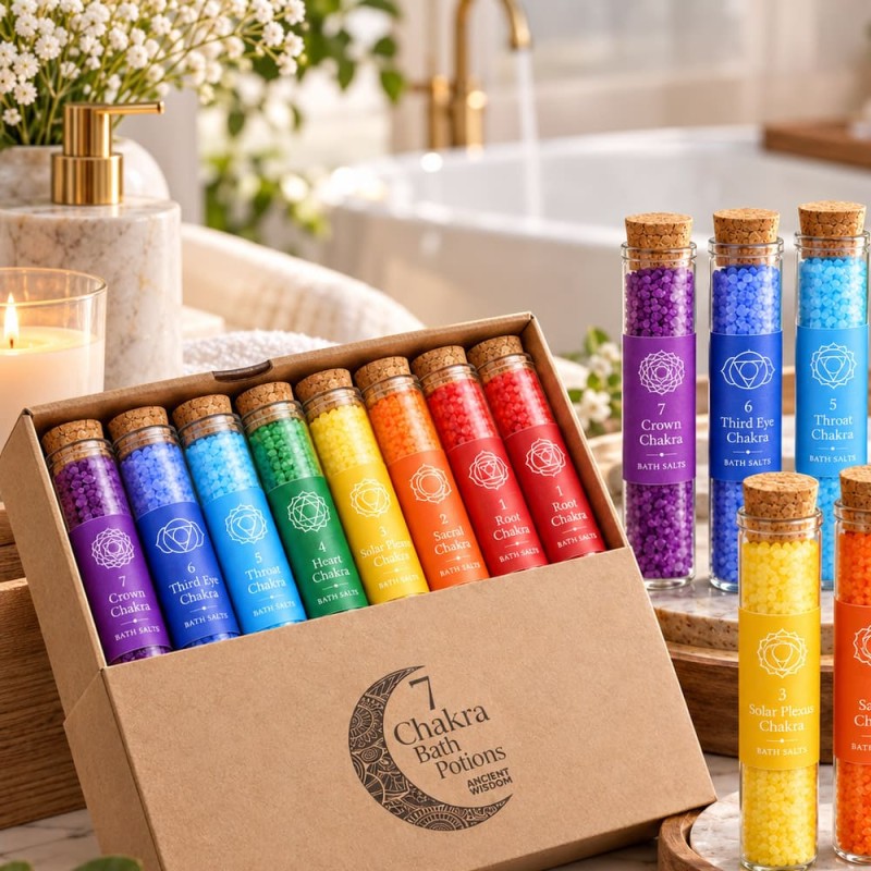 Coffret sels de bain 7 chakras aux huiles essentielles