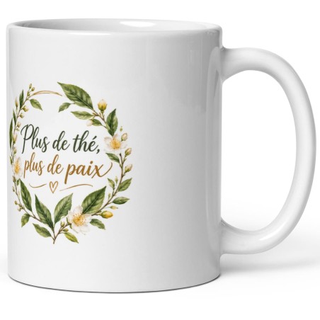 Mug amateur de thé, tasse fleurie et dorée pas chère