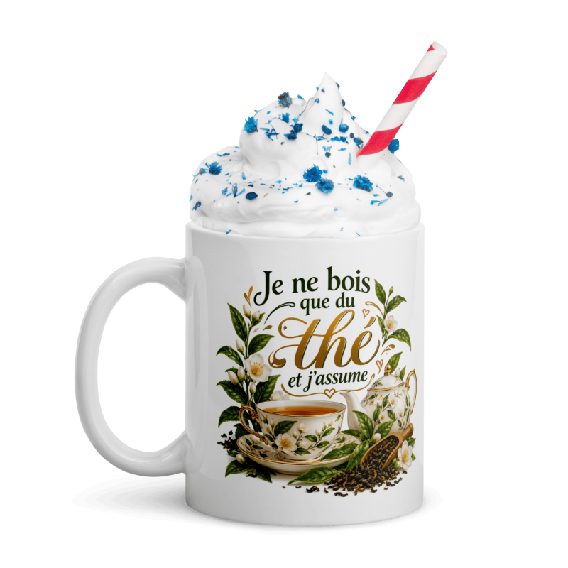 Mug amateur de thé, tasse fleurie et dorée pas chère