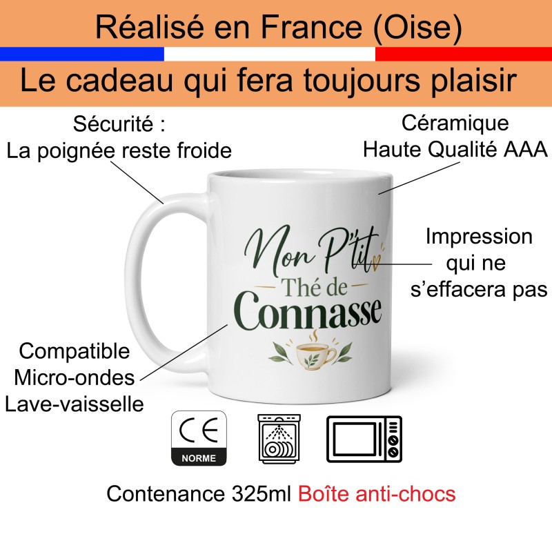 Vente mug connasse humour, cadeau drôle pour amatrice de thé