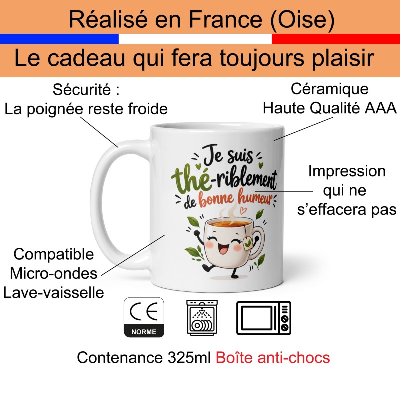 Commander mug rigolo thé bonne humeur, tasse kawaii