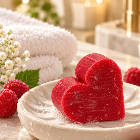 Mini savon coeur framboise 20 g, petit cadeau invité