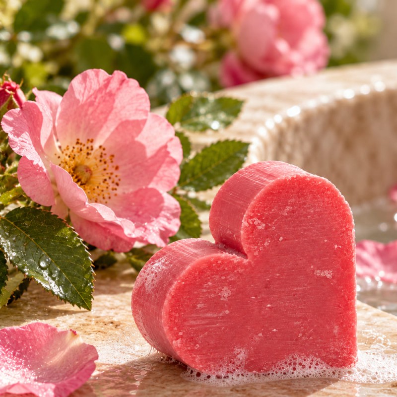 Achat mini savon coeur rose sauvage, petit cadeau romantique