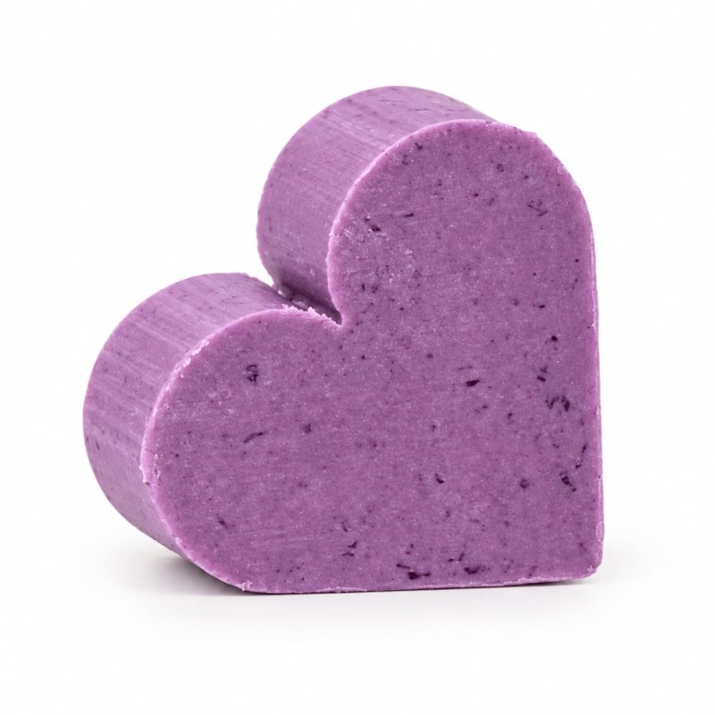 Mini savon artisanal mauve en forme de cœur à l’huile essentielle de lavande vraie, petit cadeau parfumé