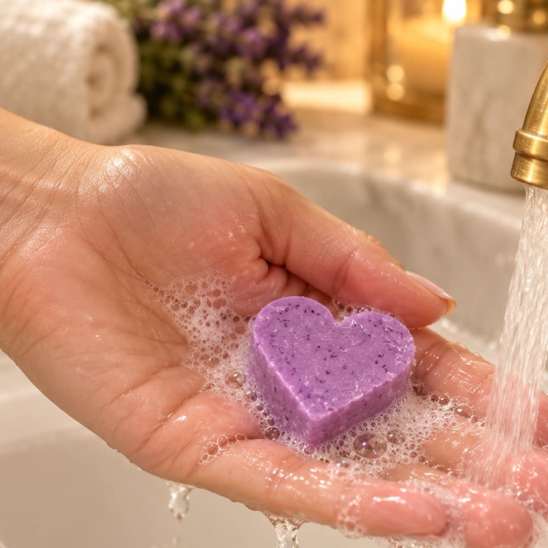 Mini savon coeur lavande vraie, cadeau d’invité 20 g