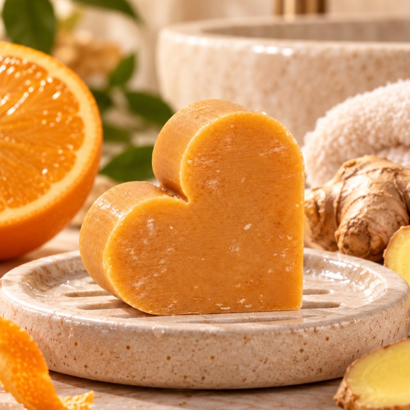 Mini savon coeur orange gingembre, cadeau Noël collègue