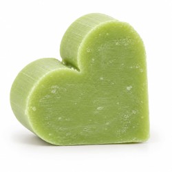 Mini savon artisanal vert en forme de cœur au parfum de thé vert, petit cadeau pour amateur de thé