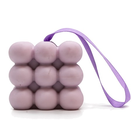 Savon de massage artisanal violet à la lavande et au lilas avec cordon, idée cadeau de remerciement